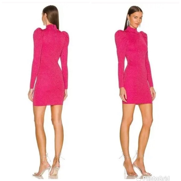 Alice + Olivia Dresses & Skirts - Alice & Olivia Issa Puff Sleeve Dress in Wild Pink Metallic New With Tags!